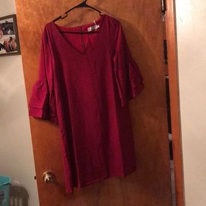 Maroon dress with flare sleeves